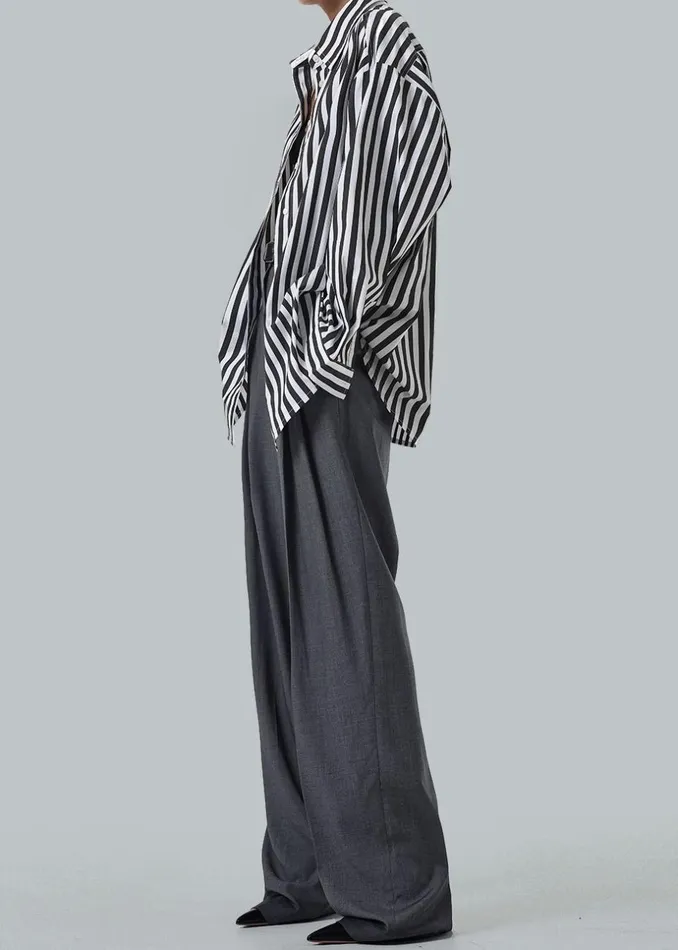 Women The Frankie Shop Bottoms Gelso Pleated Trousers Dark Grey Melange