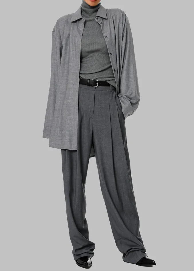 Women The Frankie Shop Bottoms Gelso Pleated Trousers Dark Grey Melange