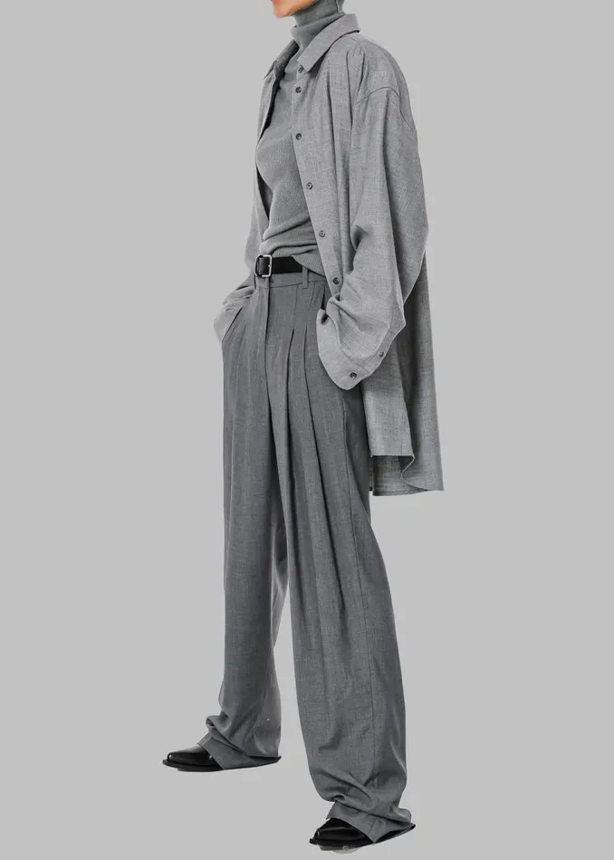 Women The Frankie Shop Bottoms Gelso Pleated Trousers Dark Grey Melange