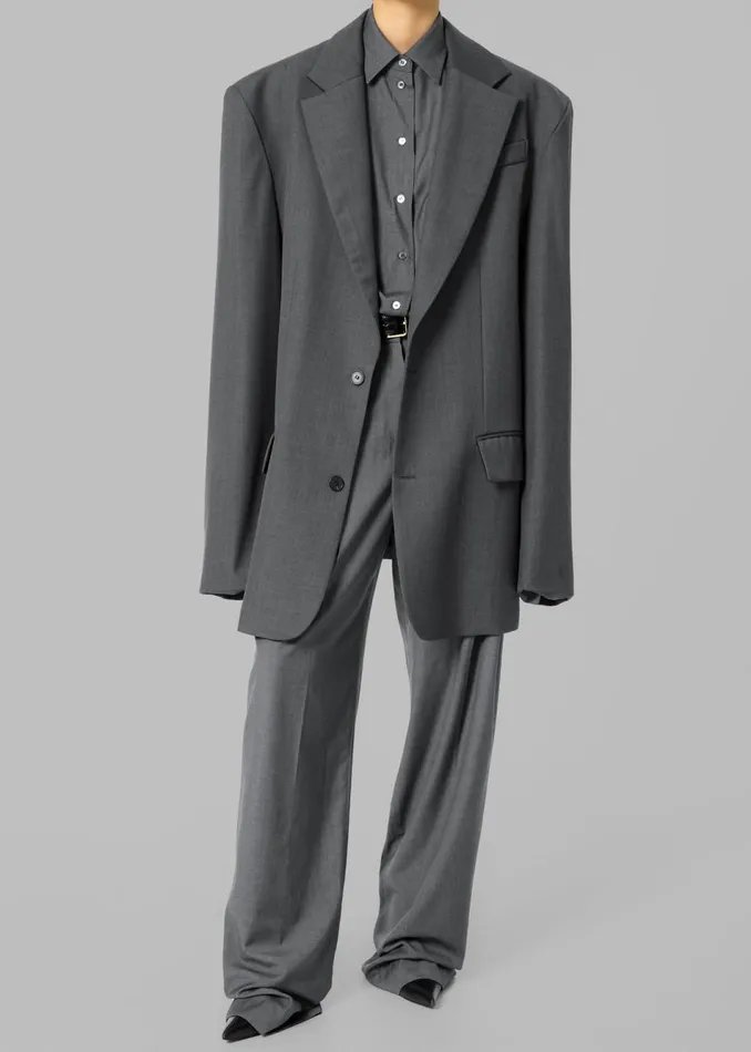 Women The Frankie Shop Bottoms Gelso Pleated Trousers Dark Grey Melange