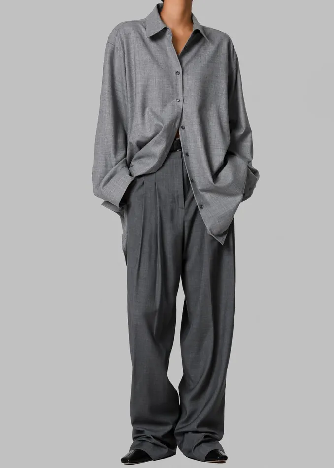 Women The Frankie Shop Bottoms Gelso Pleated Trousers Dark Grey Melange