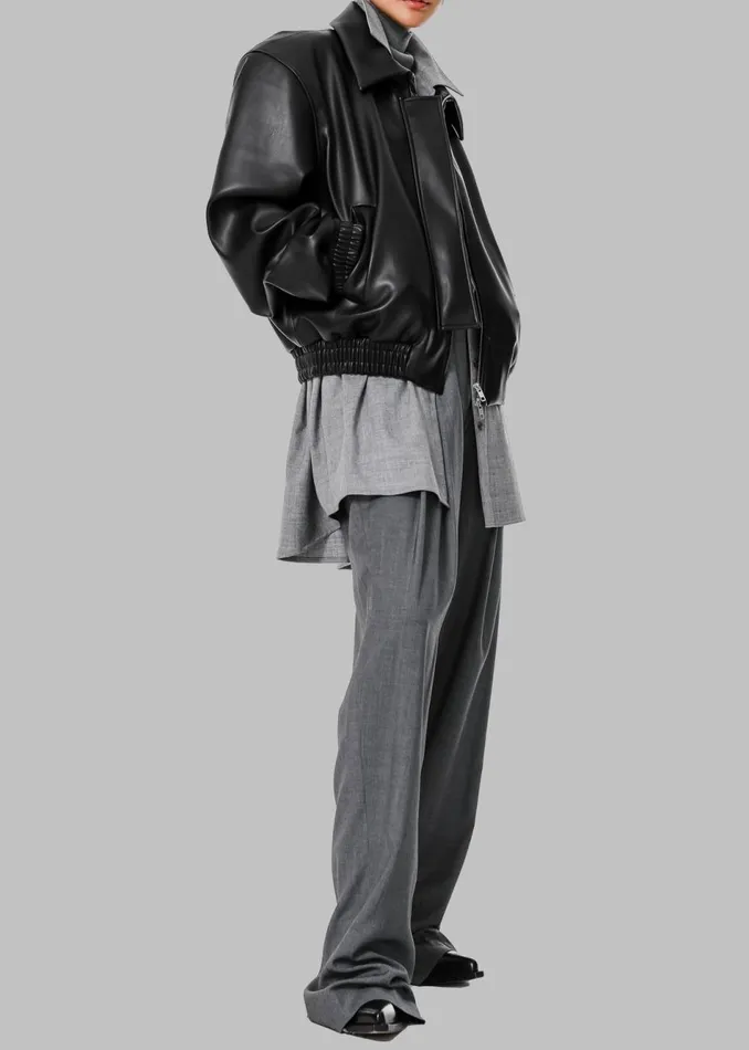 Women The Frankie Shop Bottoms Gelso Pleated Trousers Dark Grey Melange