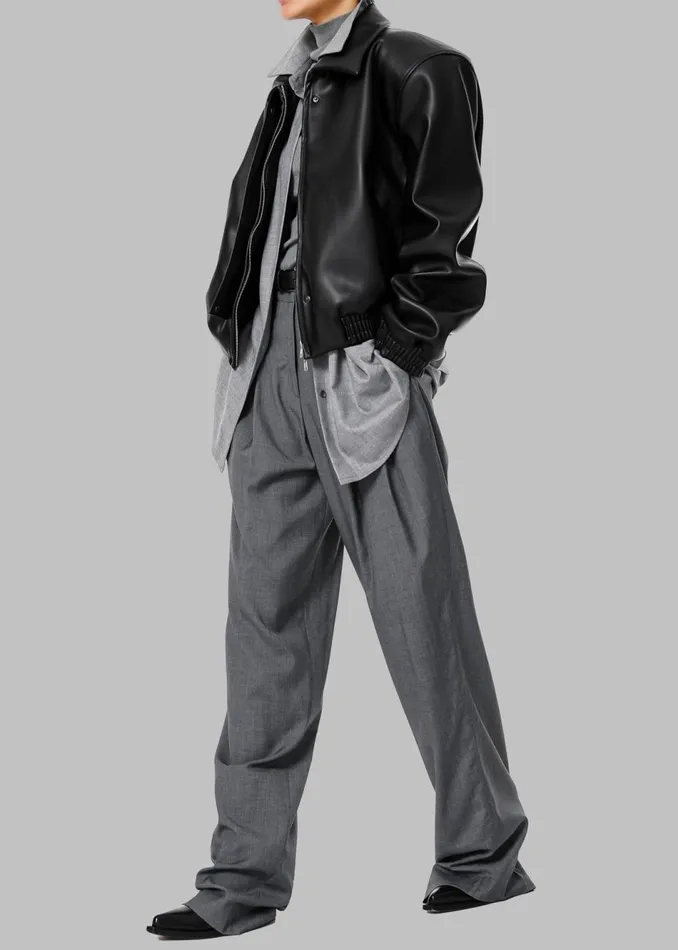 Women The Frankie Shop Bottoms Gelso Pleated Trousers Dark Grey Melange