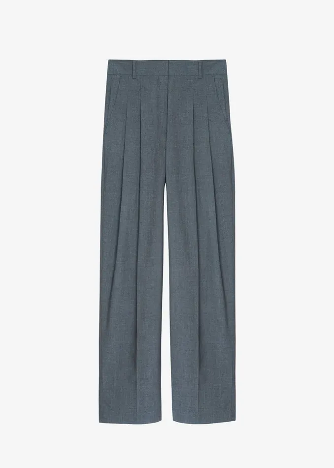 Women The Frankie Shop Bottoms Gelso Pleated Trousers Dark Grey Melange