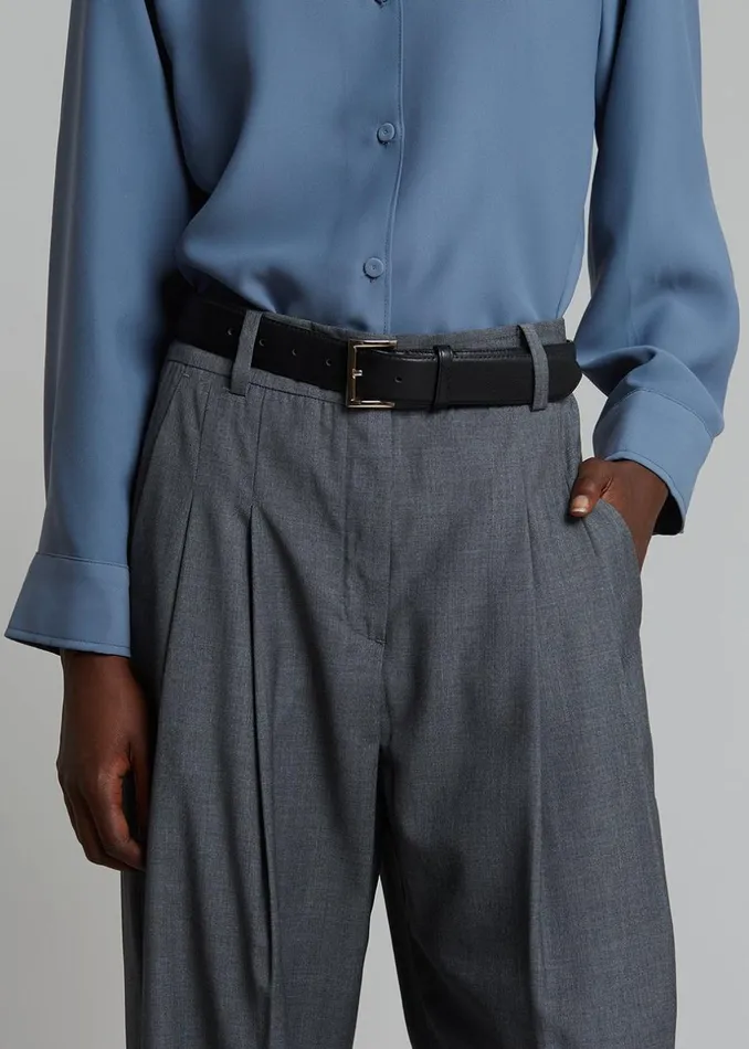 Women The Frankie Shop Bottoms Gelso Pleated Trousers Dark Grey Melange
