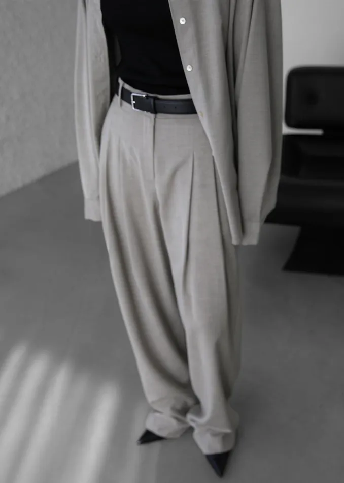 Women The Frankie Shop Bottoms Gelso Pleated Trousers Light Taupe Melange