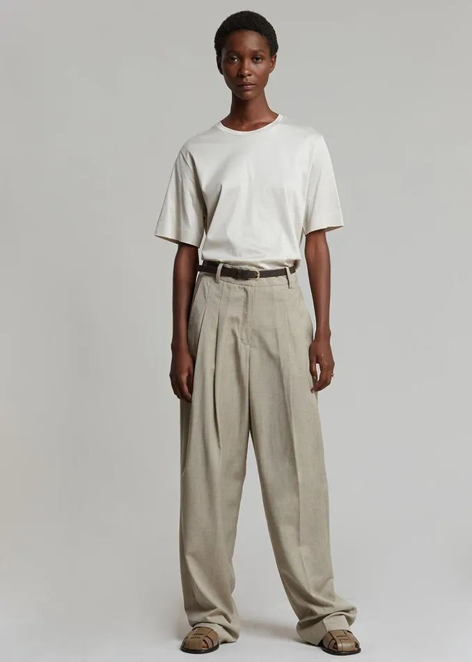 Women The Frankie Shop Bottoms Gelso Pleated Trousers Light Taupe Melange