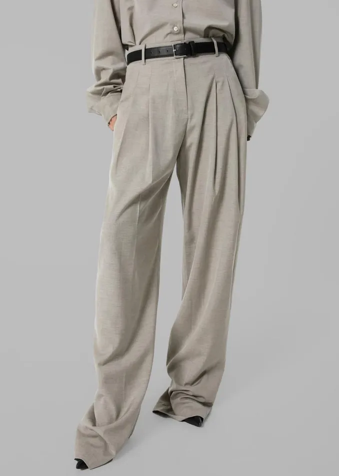 Women The Frankie Shop Bottoms Gelso Pleated Trousers Light Taupe Melange