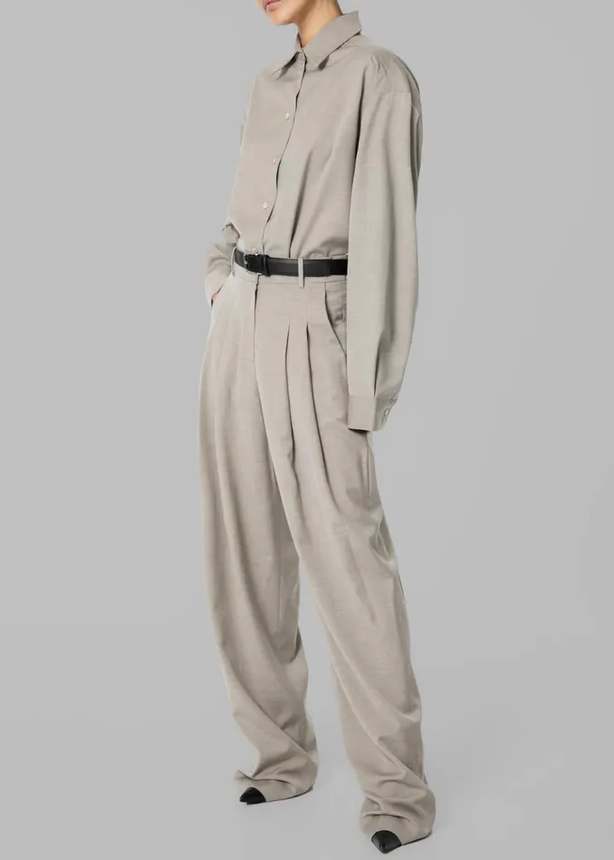Women The Frankie Shop Bottoms Gelso Pleated Trousers Light Taupe Melange
