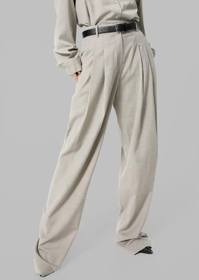 Women The Frankie Shop Bottoms Gelso Pleated Trousers Light Taupe Melange