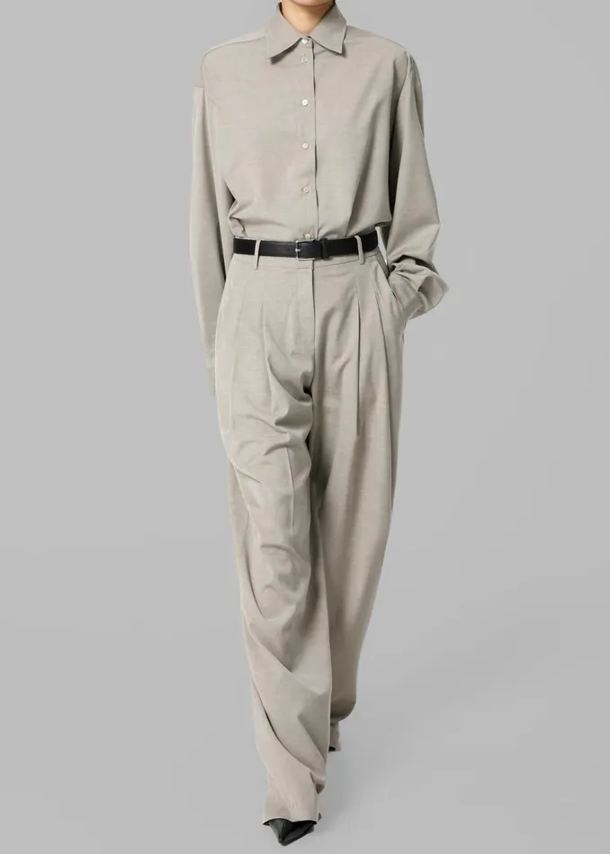 Women The Frankie Shop Bottoms Gelso Pleated Trousers Light Taupe Melange