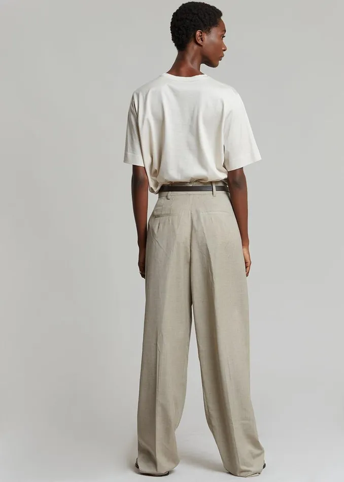 Women The Frankie Shop Bottoms Gelso Pleated Trousers Light Taupe Melange