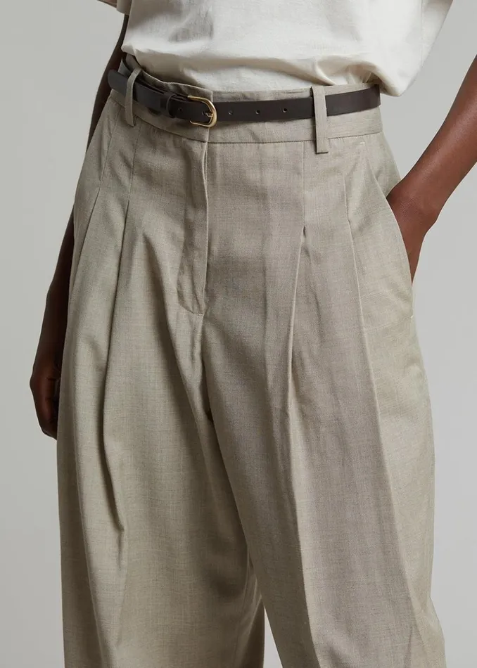 Women The Frankie Shop Bottoms Gelso Pleated Trousers Light Taupe Melange