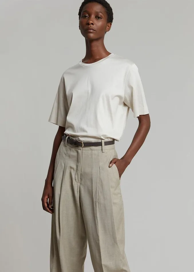 Women The Frankie Shop Bottoms Gelso Pleated Trousers Light Taupe Melange