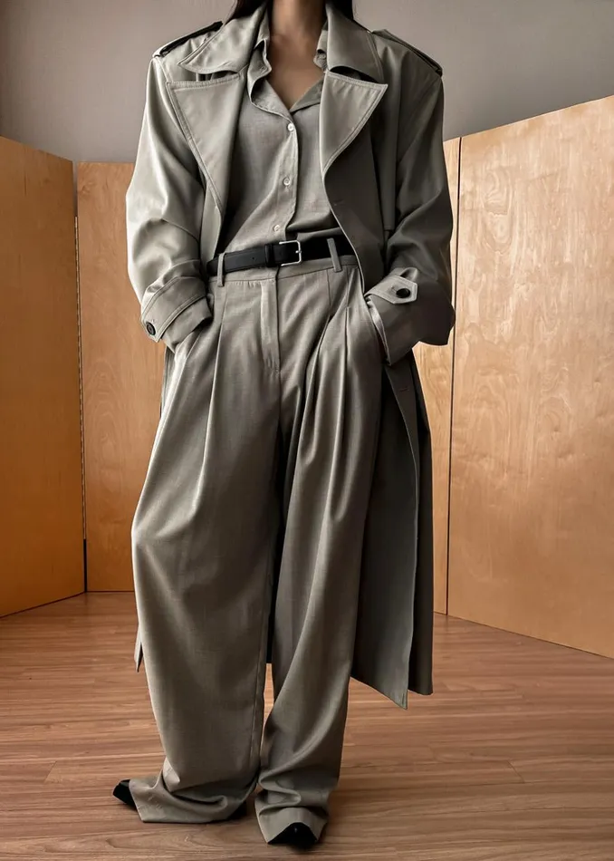 Women The Frankie Shop Bottoms Gelso Pleated Trousers Light Taupe Melange