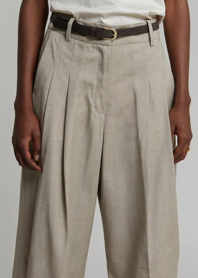 Women The Frankie Shop Bottoms Gelso Pleated Trousers Light Taupe Melange