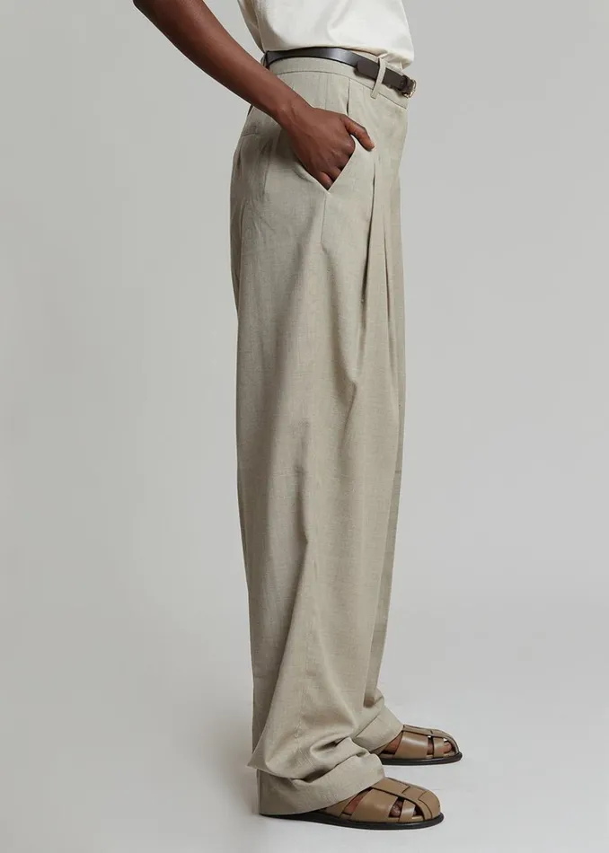 Women The Frankie Shop Bottoms Gelso Pleated Trousers Light Taupe Melange