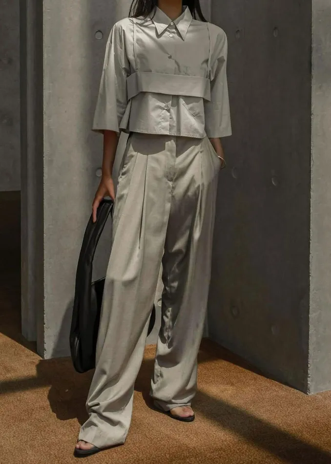 Women The Frankie Shop Bottoms Gelso Pleated Trousers Light Taupe Melange
