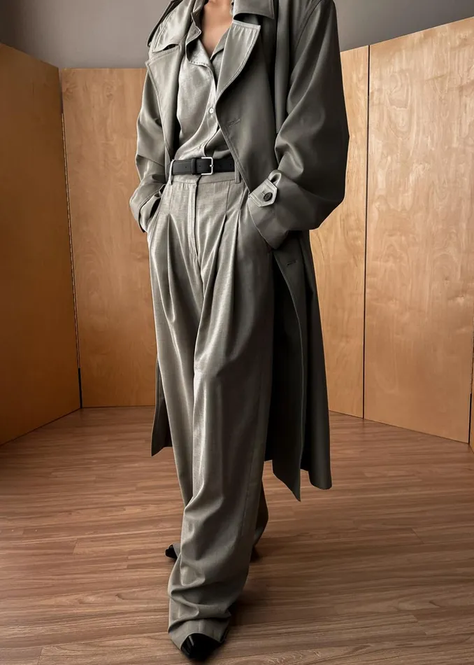 Women The Frankie Shop Bottoms Gelso Pleated Trousers Light Taupe Melange