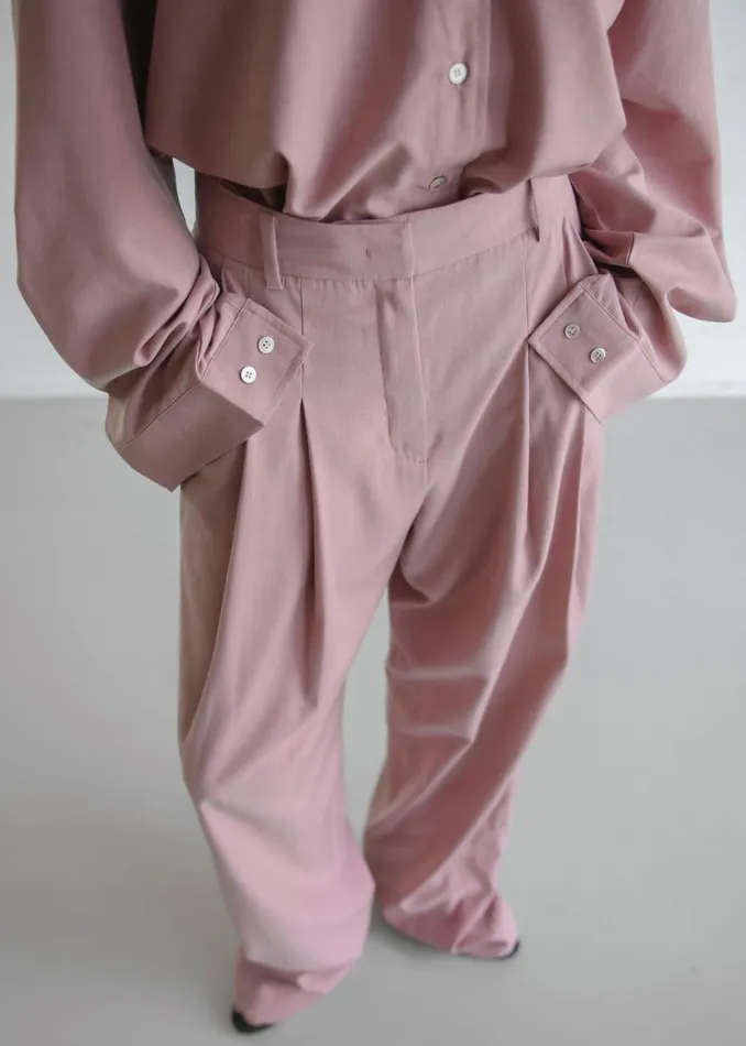 Women The Frankie Shop Bottoms Gelso Pleated Trousers Rose