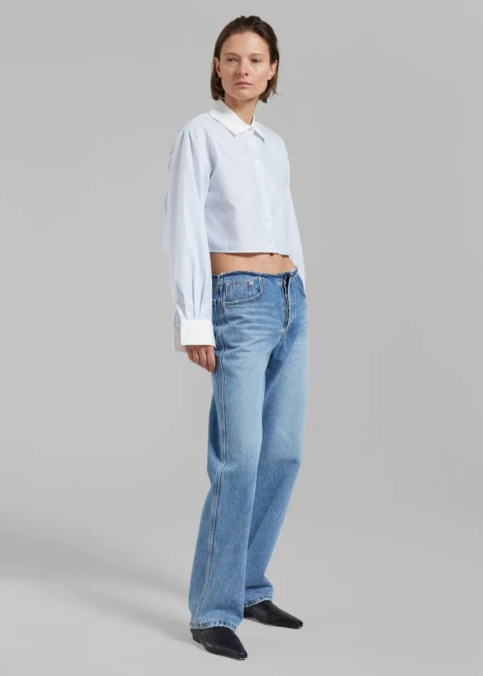 Women The Frankie Shop Bottoms Genesis Raw Waist Jeans Worn Wash