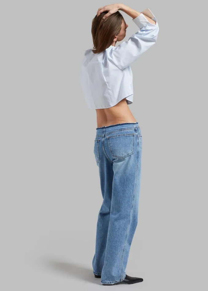 Women The Frankie Shop Bottoms Genesis Raw Waist Jeans Worn Wash