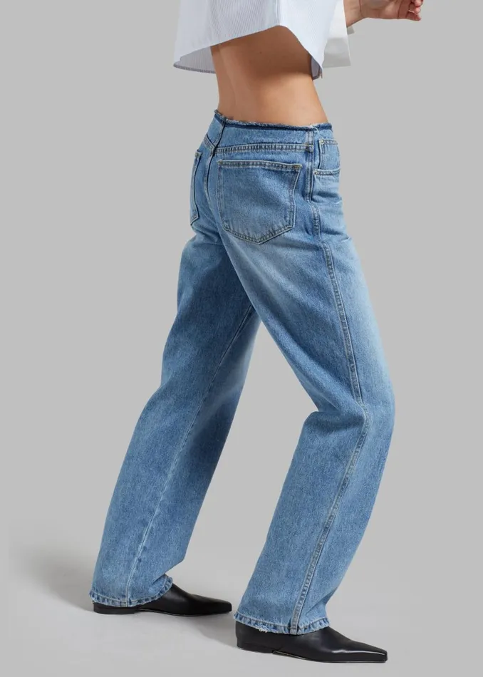 Women The Frankie Shop Bottoms Genesis Raw Waist Jeans Worn Wash