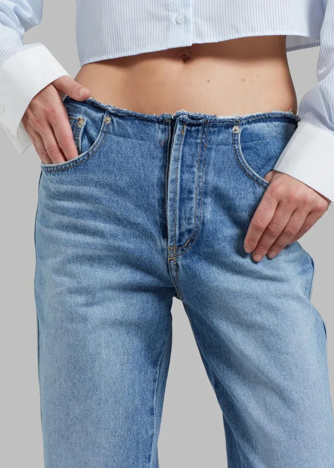 Women The Frankie Shop Bottoms Genesis Raw Waist Jeans Worn Wash