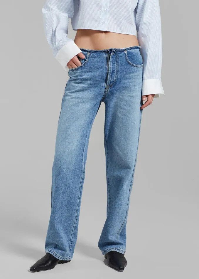 Women The Frankie Shop Bottoms Genesis Raw Waist Jeans Worn Wash