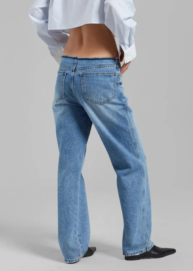 Women The Frankie Shop Bottoms Genesis Raw Waist Jeans Worn Wash