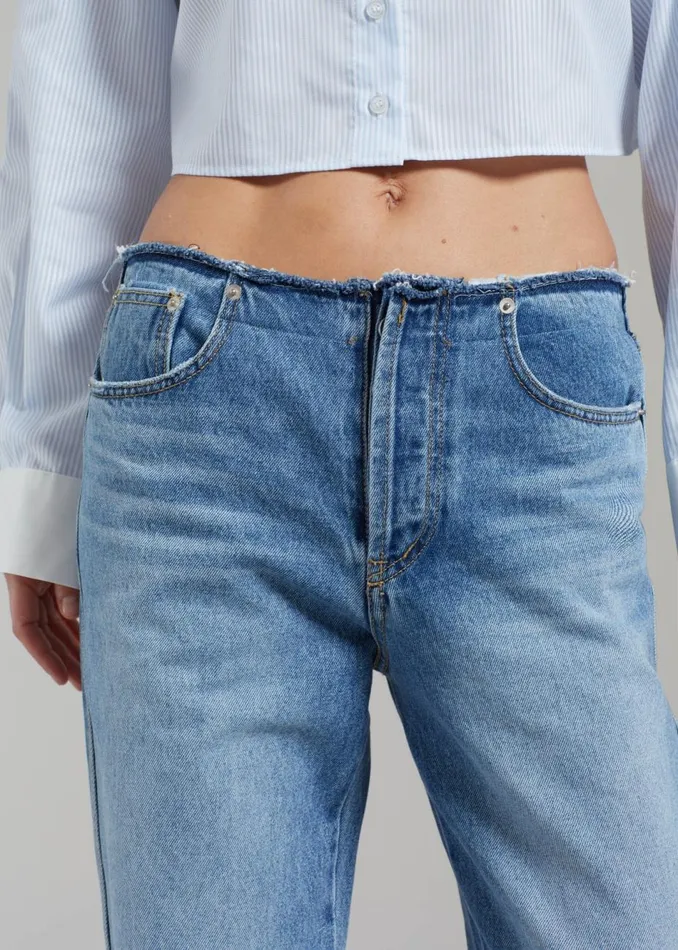 Women The Frankie Shop Bottoms Genesis Raw Waist Jeans Worn Wash