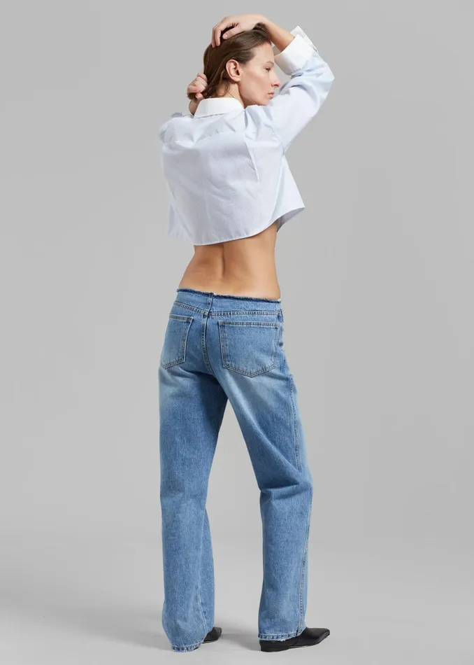 Women The Frankie Shop Bottoms Genesis Raw Waist Jeans Worn Wash