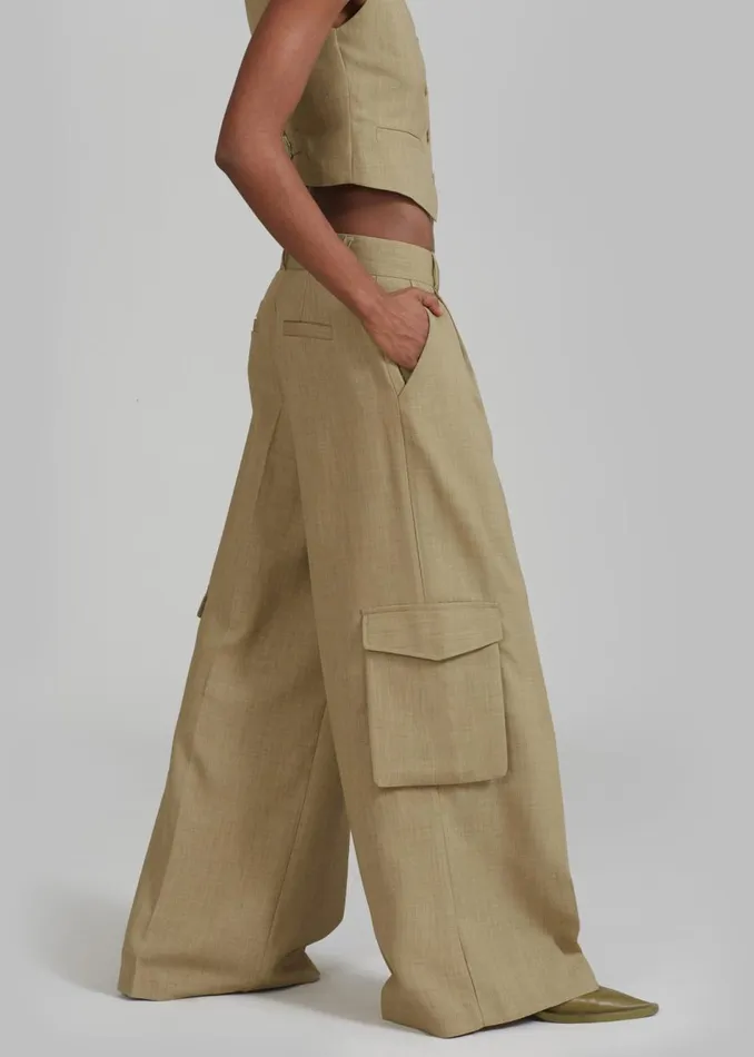 Women The Frankie Shop Bottoms Gladys Cargo Pants Khaki