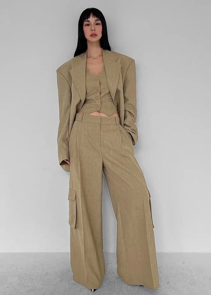 Women The Frankie Shop Bottoms Gladys Cargo Pants Khaki