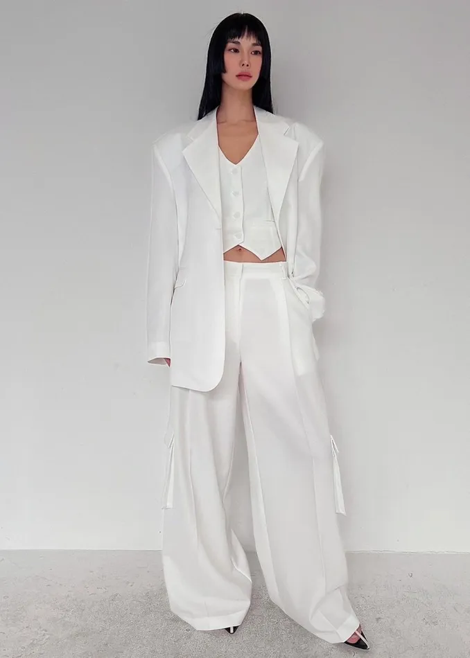 Women The Frankie Shop Bottoms Gladys Cargo Pants White