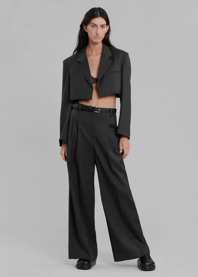 Women The Frankie Shop Bottoms Glenn Wide Pants Black