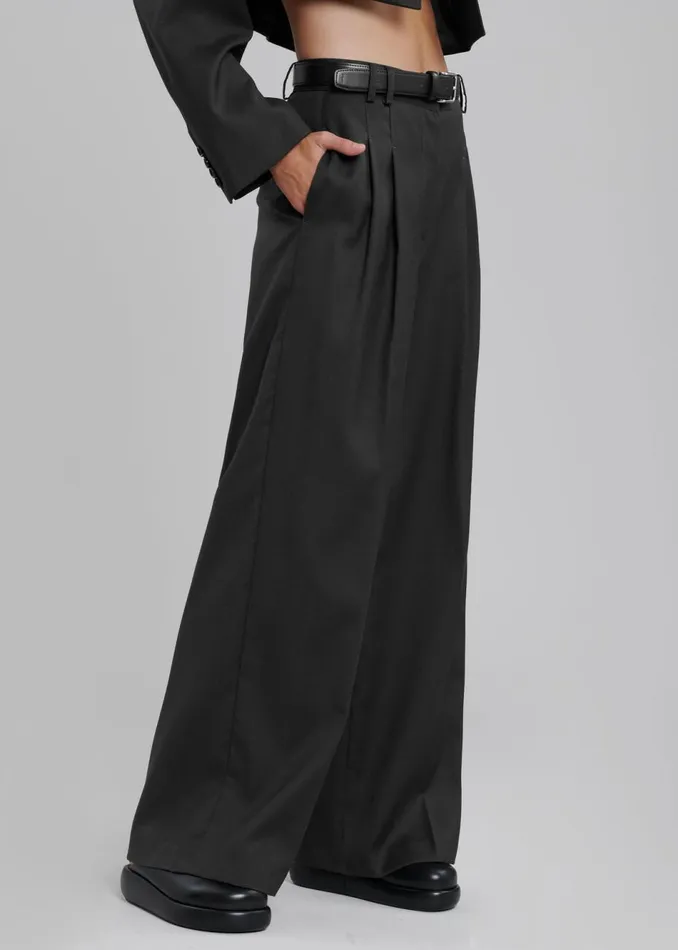 Women The Frankie Shop Bottoms Glenn Wide Pants Black