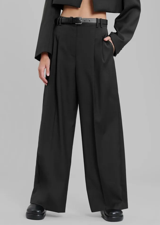 Women The Frankie Shop Bottoms Glenn Wide Pants Black