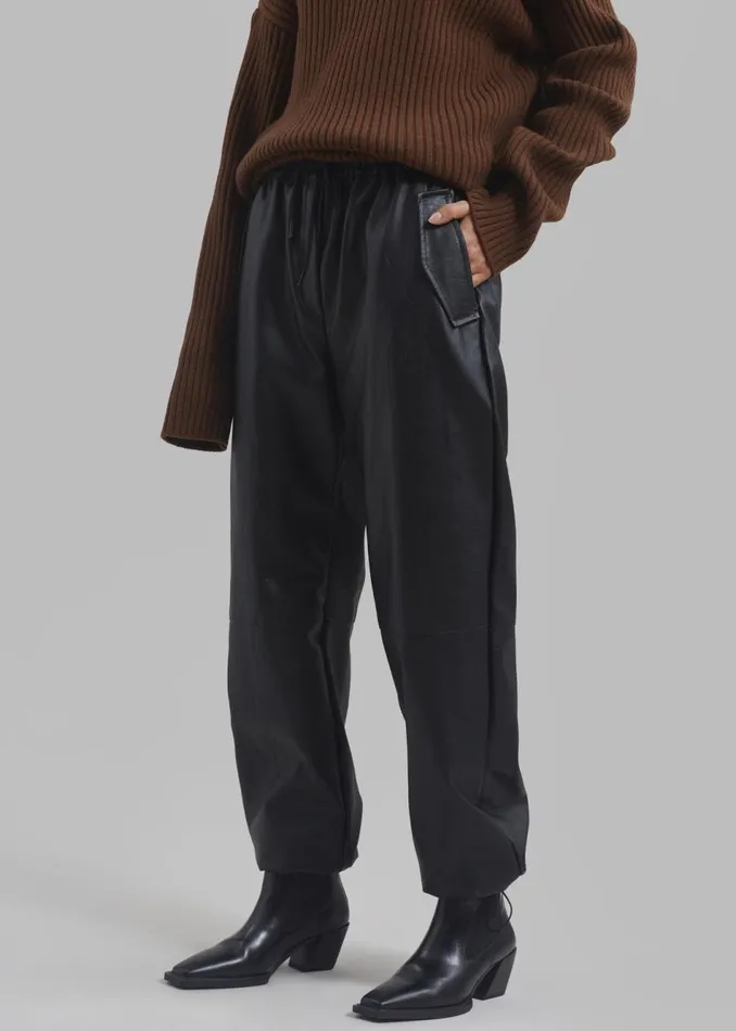 Women The Frankie Shop Bottoms Grayson Faux Leather Pants Black
