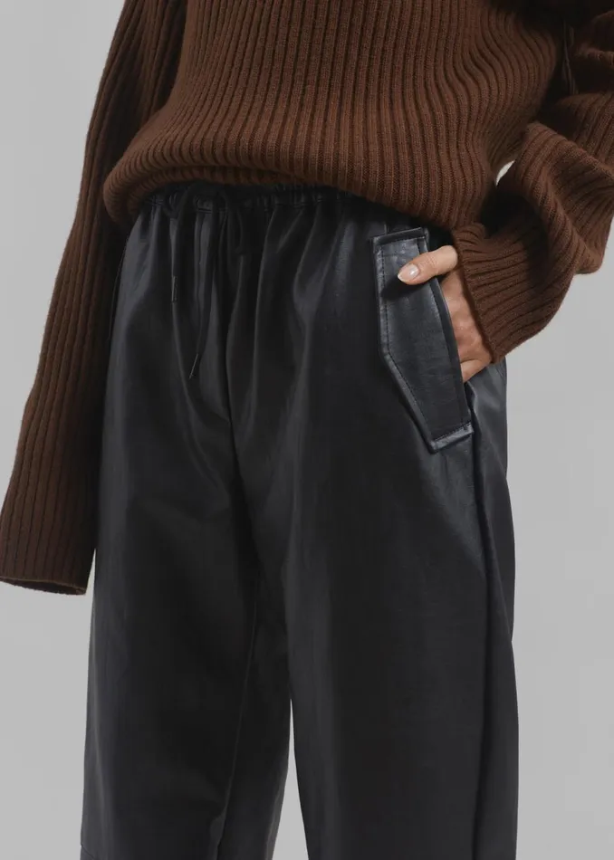 Women The Frankie Shop Bottoms Grayson Faux Leather Pants Black