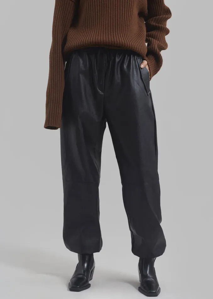 Women The Frankie Shop Bottoms Grayson Faux Leather Pants Black
