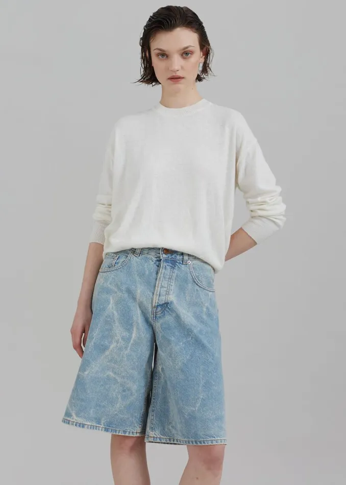 Women The Frankie Shop Bottoms Haikure Becky Denim Shorts Bleach Blue