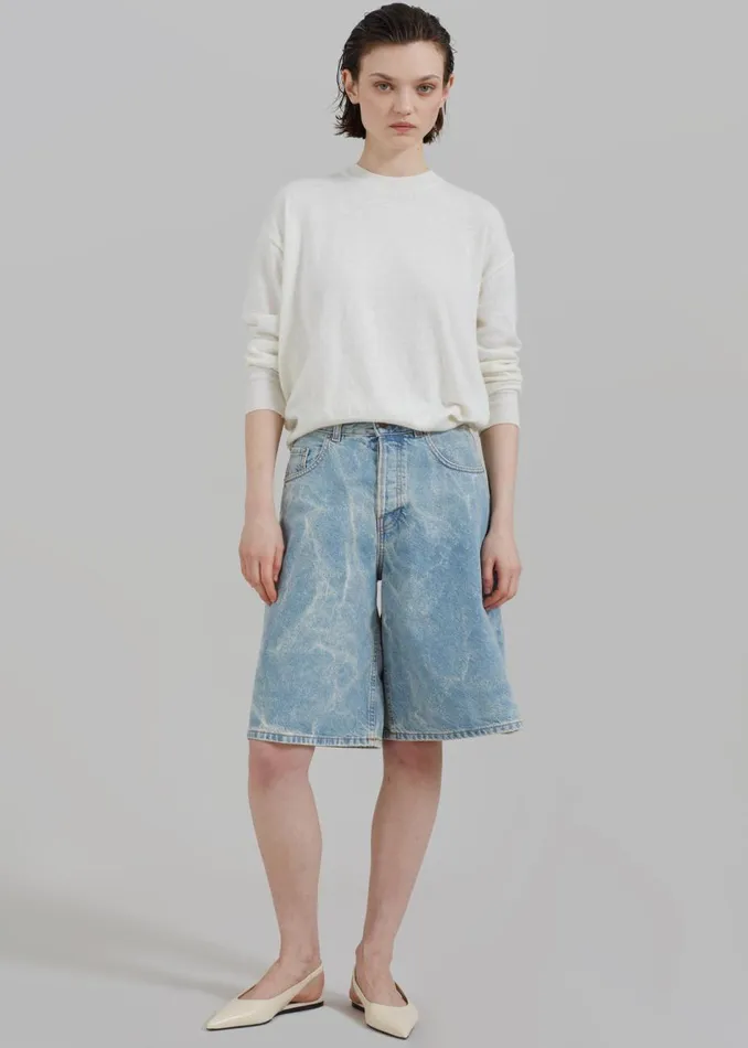 Women The Frankie Shop Bottoms Haikure Becky Denim Shorts Bleach Blue