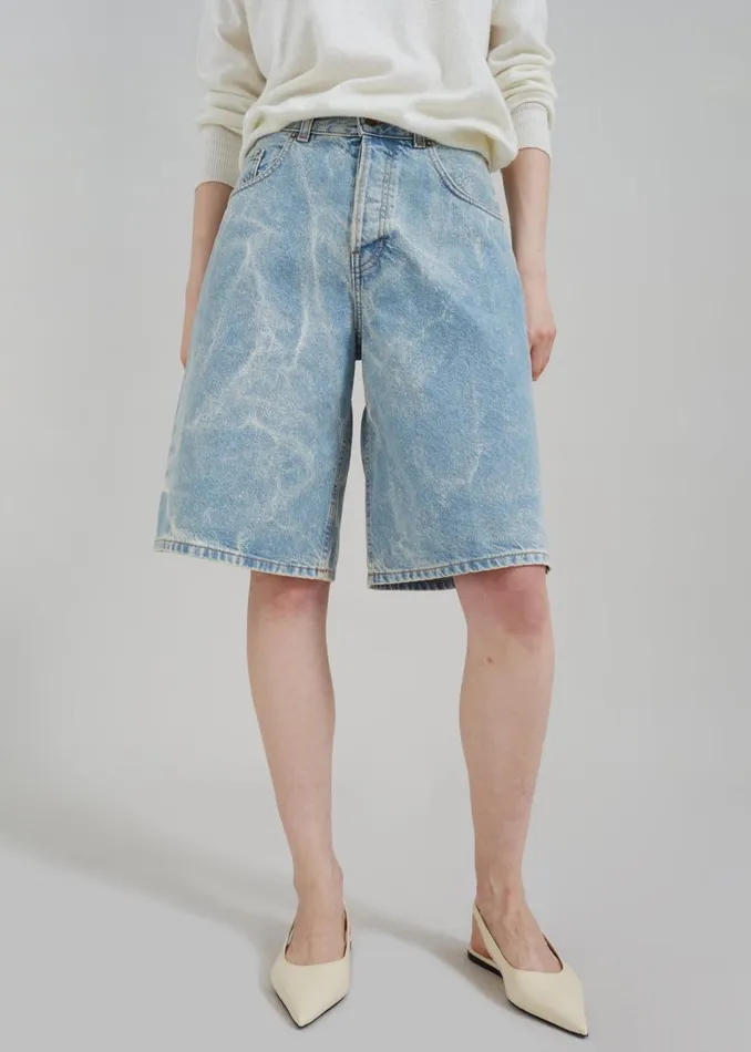 Women The Frankie Shop Bottoms Haikure Becky Denim Shorts Bleach Blue