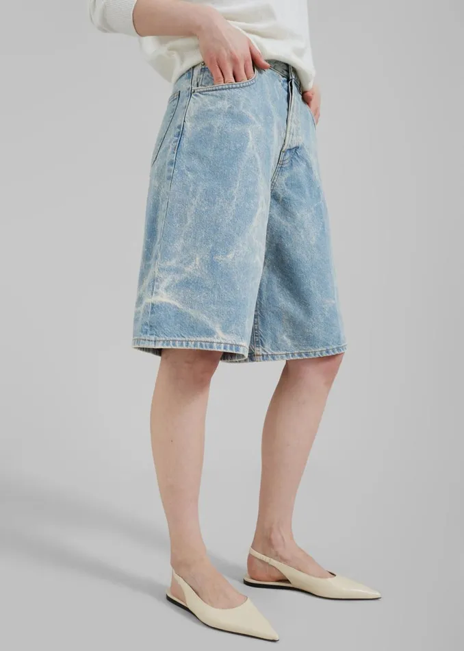 Women The Frankie Shop Bottoms Haikure Becky Denim Shorts Bleach Blue