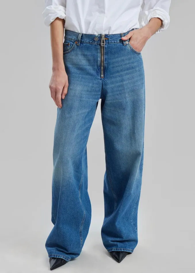 Women The Frankie Shop Bottoms Haikure Bethany Zip Pants Piano Blue
