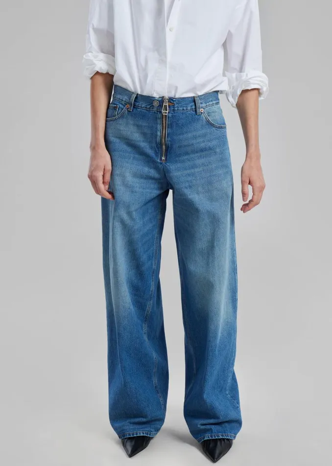 Women The Frankie Shop Bottoms Haikure Bethany Zip Pants Piano Blue