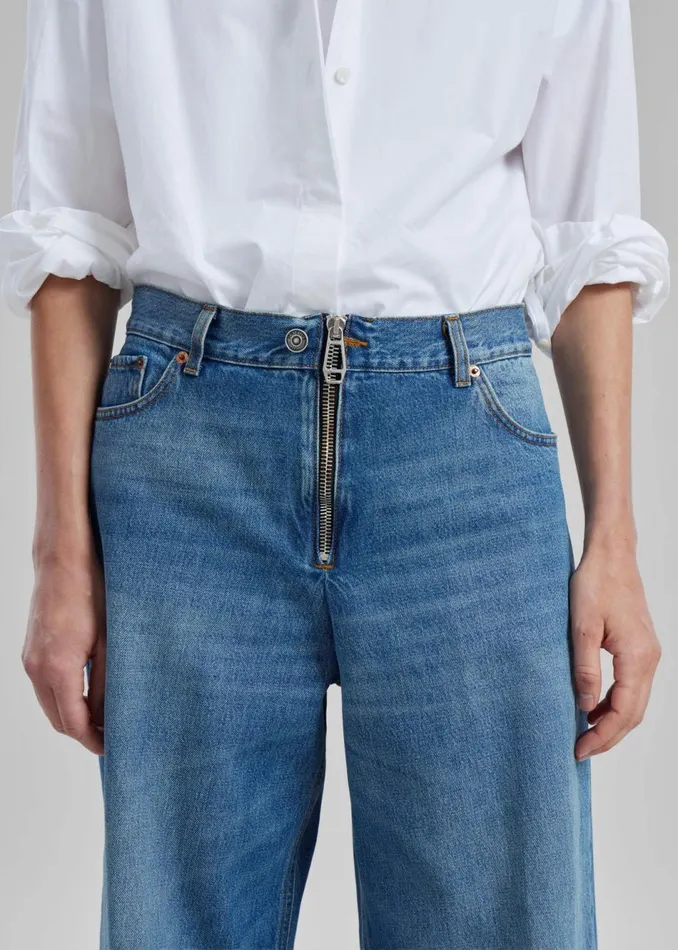 Women The Frankie Shop Bottoms Haikure Bethany Zip Pants Piano Blue