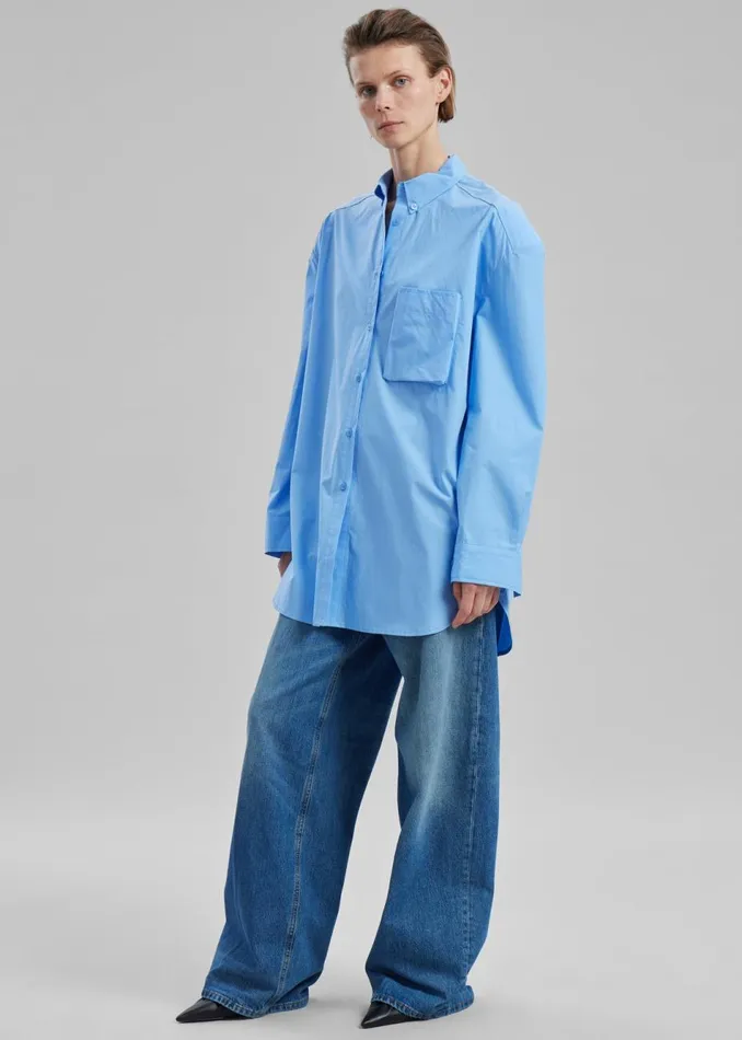 Women The Frankie Shop Bottoms Haikure Bethany Zip Pants Piano Blue