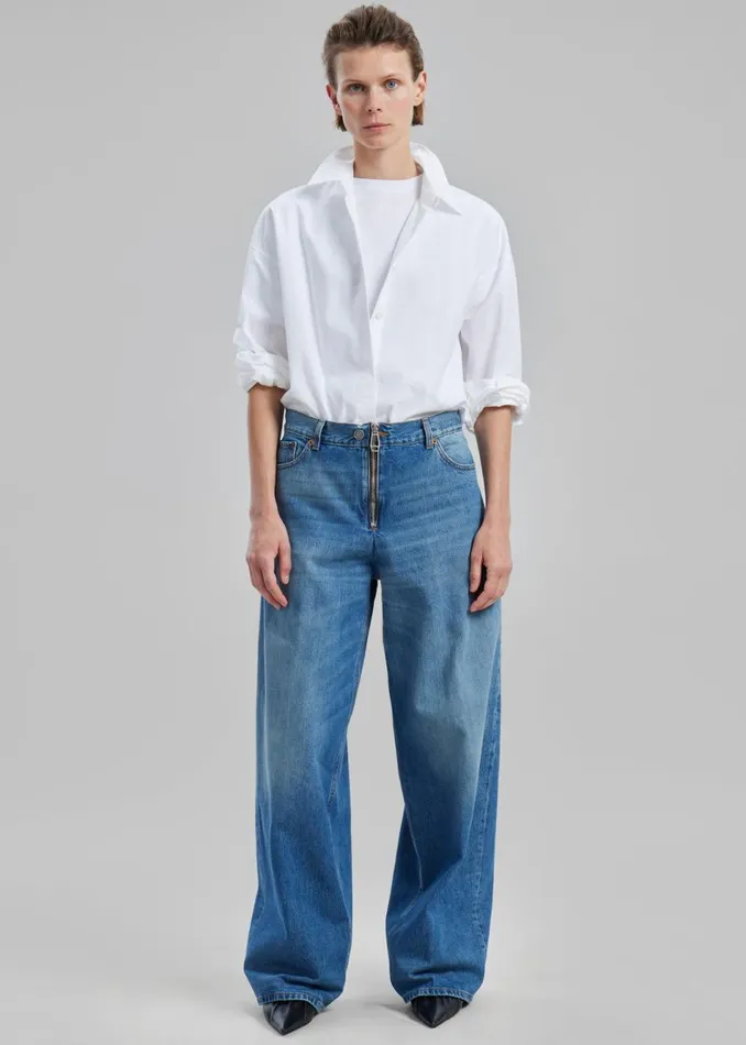 Women The Frankie Shop Bottoms Haikure Bethany Zip Pants Piano Blue